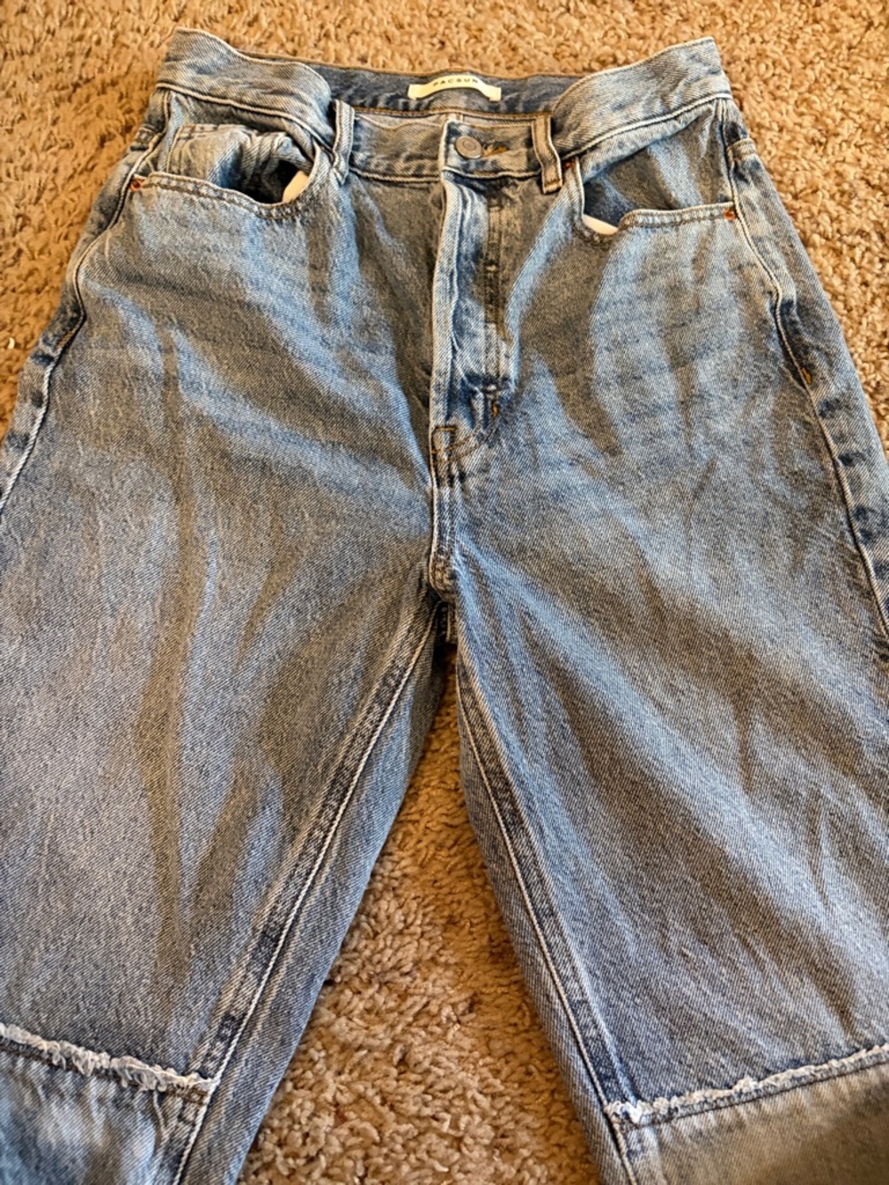 PacSun Light Blue Ultra High-Rise Slim Denim Jeans Acid Wash Lower Legs Size 27 - Picture 5 of 9